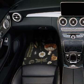 4 PCS Car Mats,Cute Hippie Aesthetic Car Accessories,Butterfly Mushroom Car Floor Mats,Halloween Christmas Birthday Gifts for Daughter Friend Family