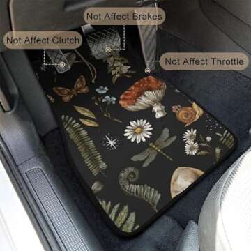 4 PCS Car Mats,Cute Hippie Aesthetic Car Accessories,Butterfly Mushroom Car Floor Mats,Halloween Christmas Birthday Gifts for Daughter Friend Family