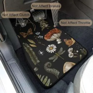 4 PCS Car Mats,Cute Hippie Aesthetic Car Accessories,Butterfly Mushroom Car Floor Mats,Halloween Christmas Birthday Gifts for Daughter Friend Family