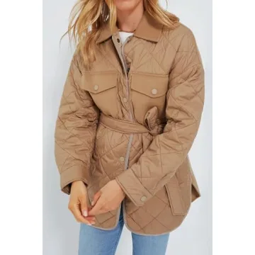 SCOFEEL Women's Lightweight Quilted Jackets Casual Long Sleeve Spread Collar Outerwear Coat With Pockets