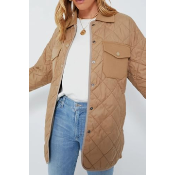 SCOFEEL Women's Lightweight Quilted Jackets Casual Long Sleeve Spread Collar Outerwear Coat With Pockets