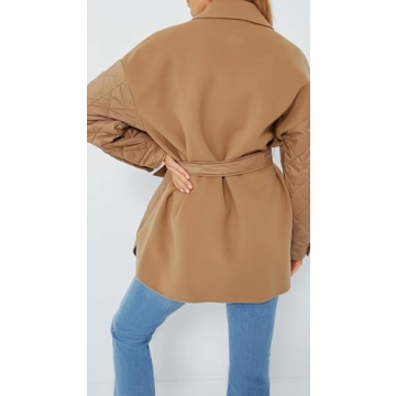 SCOFEEL Women's Lightweight Quilted Jackets Casual Long Sleeve Spread Collar Outerwear Coat With Pockets