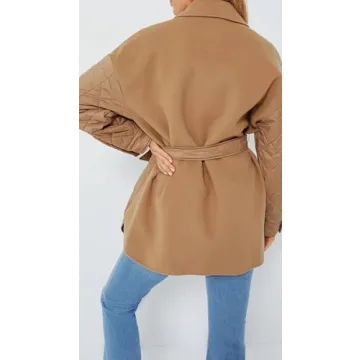 SCOFEEL Women's Lightweight Quilted Jackets Casual Long Sleeve Spread Collar Outerwear Coat With Pockets