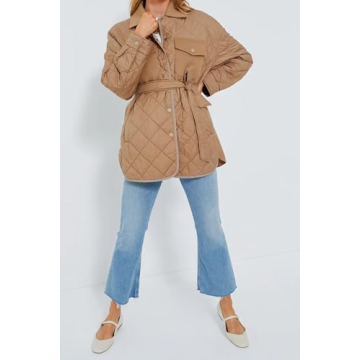 SCOFEEL Women's Lightweight Quilted Jackets Casual Long Sleeve Spread Collar Outerwear Coat With Pockets