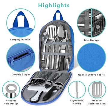Portable Camping Kitchen Utensil Set for Outdoor Cooking