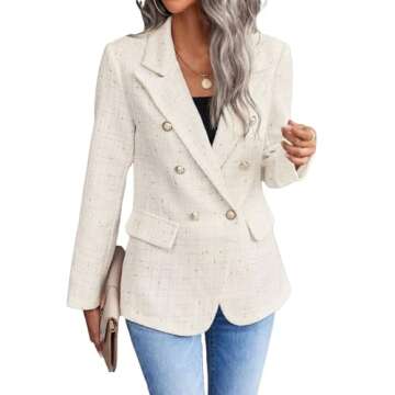Beige Blazer Jackets for Women White Cream Blazer Dress Knit Stretch Cute Ivory Blazer for Women Fas...