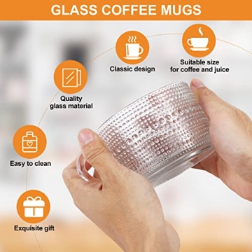 Vozoka Vintage Glass Coffee Mugs Set of 4 Ideal Latte Cups