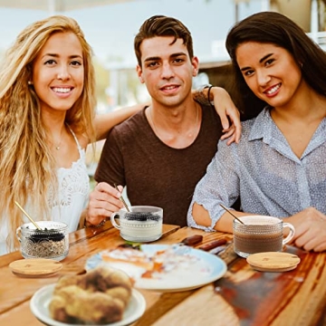 Vozoka Vintage Glass Coffee Mugs Set of 4 Ideal Latte Cups