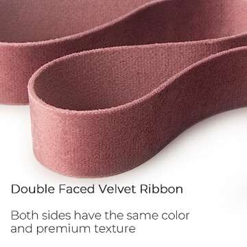 Ribbli Rosy Mauve Velvet Ribbon Double Faced 3/8 Inch 10-Yard Spool Rose Gold Ribbon Use for Christmas Tree Ornaments Gift Wrapping Wreath Decoration Wedding Boutonnieres