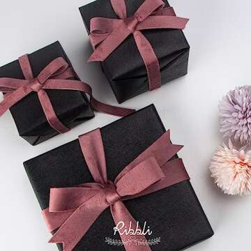 Ribbli Rosy Mauve Velvet Ribbon Double Faced 3/8 Inch 10-Yard Spool Rose Gold Ribbon Use for Christmas Tree Ornaments Gift Wrapping Wreath Decoration Wedding Boutonnieres