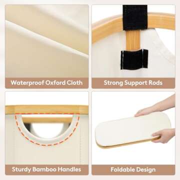 Lifewit Toilet Tank Topper Paper Basket 2 Packs, Bamboo Foldable Back of Toilet Organizer Tray with Handles, 9.5L Bathroom Fabric Storage Bins for Countertop, Shelves, Closet, Laundry, Nursery, White