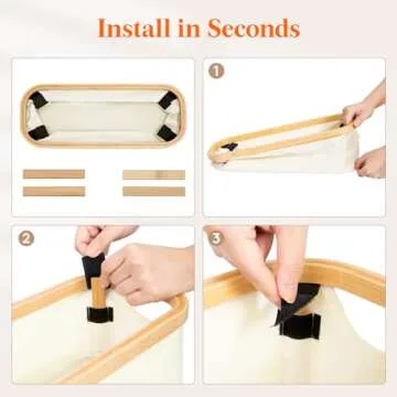 Lifewit Toilet Tank Topper Paper Basket 2 Packs, Bamboo Foldable Back of Toilet Organizer Tray with Handles, 9.5L Bathroom Fabric Storage Bins for Countertop, Shelves, Closet, Laundry, Nursery, White