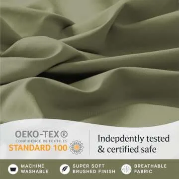 LuxClub 6 PC King Sheet Set, Breathable Luxury Bed Sheets, Deep Pockets 18" Wrinkle Free Cooling Bed Sheets Machine Washable Hotel Bedding Silky Soft - Olive King