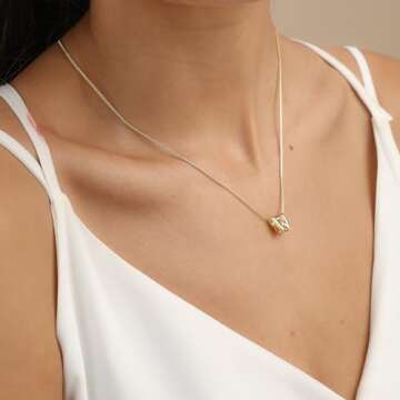 Lisitine Bubble Initial Necklaces Dainty Gold Letter Necklace 14K Gold Plated Cute Name Choker Necklaces for Women Trendy Gold Personalized Jewelry Gift for Women