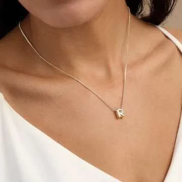 Lisitine Bubble Initial Necklaces Dainty Gold Letter Necklace 14K Gold Plated Cute Name Choker Necklaces for Women Trendy Gold Personalized Jewelry Gift for Women