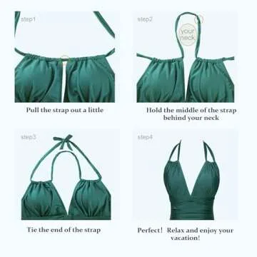 Smismivo Women's Tummy Control Swimwear Slimming One Piece Swimsuits Long Torso Curvy V Neck Halter Push Up Retro Vintage Sexy Cute Full Coverage Big Busted Padded Ruched 1 Piece Swimsuit (Pink)