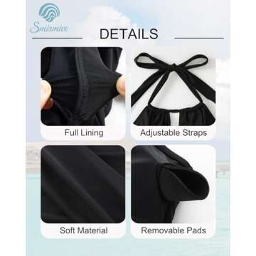 Smismivo Women's Tummy Control Swimwear Slimming One Piece Swimsuits Long Torso Curvy V Neck Halter Push Up Retro Vintage Sexy Cute Full Coverage Big Busted Padded Ruched 1 Piece Swimsuit (Pink)