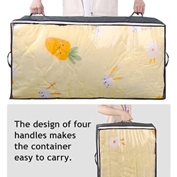 90L Under Bed Storage Containers, Underbed Toy Organizers and Clothing Storage Bags, Closet Storage Bins with Clear Window for Organizing Blanket Comforter Bedding Clothes Bedroom Dorm, 2 Pack