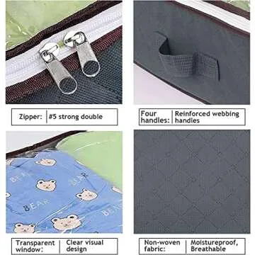 90L Under Bed Storage Containers, Underbed Toy Organizers and Clothing Storage Bags, Closet Storage Bins with Clear Window for Organizing Blanket Comforter Bedding Clothes Bedroom Dorm, 2 Pack