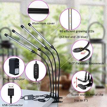 Felibeaco 4 Head LED Grow Light for Indoor Plants