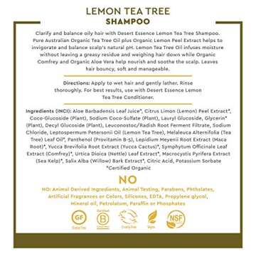 Desert Essence Lemon Tea Tree Shampoo & Conditioner Bundle - 8 Fl Ounce - Clarifying For Oily Hair -...