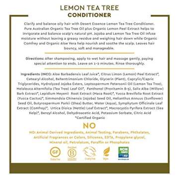 Desert Essence Lemon Tea Tree Shampoo & Conditioner Bundle - 8 Fl Ounce - Clarifying For Oily Hair - Essential Oils - Strengthen & Protect Hair - Effective Cleansing