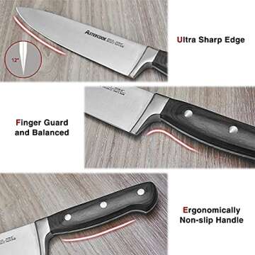 Astercook 15-Piece Kitchen Knife Set with Block