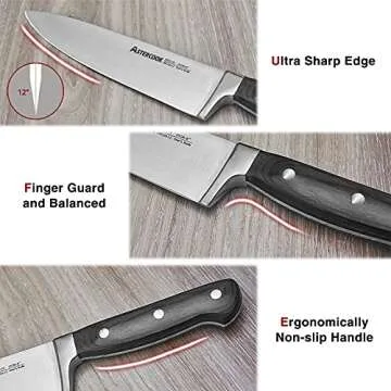 Astercook 15-Piece Kitchen Knife Set with Block