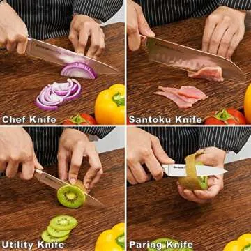 Astercook 15-Piece Kitchen Knife Set with Block