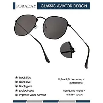 Stylish PORADAY Hexagonal Polarized Sunglasses for Everyone