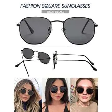 Stylish PORADAY Hexagonal Polarized Sunglasses for Everyone