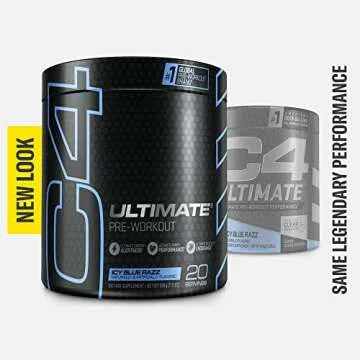 Cellucor C4 Ultimate Pre Workout Powder ICY Blue Razz - Sugar Free Preworkout Energy Supplement for Men & Women - 300mg Caffeine + 3.2g Beta Alanine + 2 Patented Creatines - 20 Servings