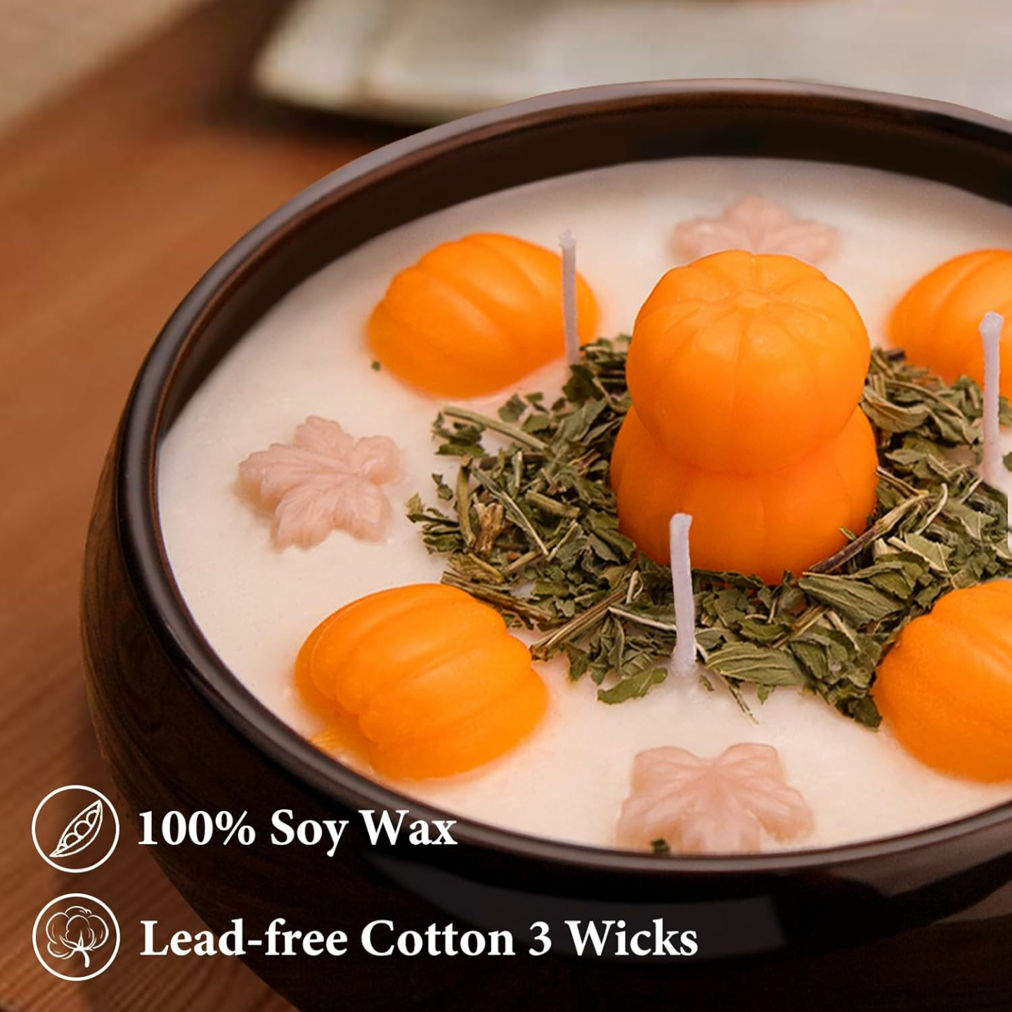 Rustic Fall Decor - Pumpkin & Leaf Candles