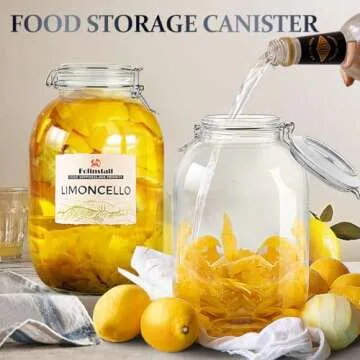 Folinstall 1 Gallon Glass Jar with Airtight Lid, Large Mason Jar for Pickled Eggs, Clear Glass Stora...