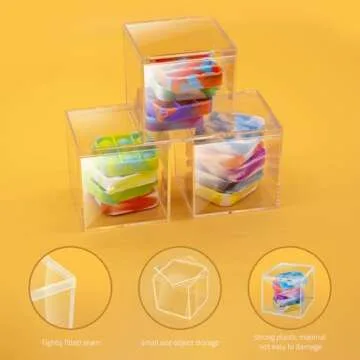 Hldgras Acrylic Containers Clear Box with Lids for Display Acrylic Gift Box & Clear Multi Purpose Organizer Candy Storage for Cosmetics, Makeup, Jewelry, Party Favor (18, 3x3x3 Inch)