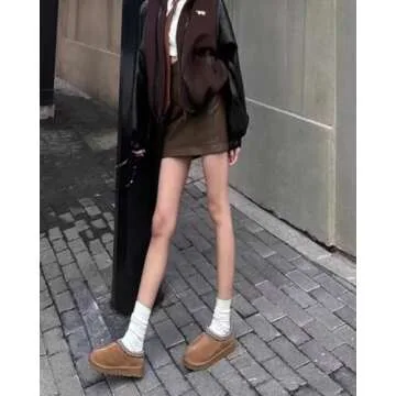 Nolilor Women's Slippers Platform Mini Boots For Women Ankle Boots Suede Fleece-Lined Indoor and Outdoor Anti-Slip Slippers