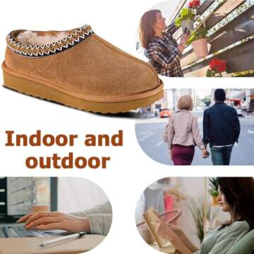 Nolilor Women's Slippers Platform Mini Boots For Women Ankle Boots Suede Fleece-Lined Indoor and Outdoor Anti-Slip Slippers