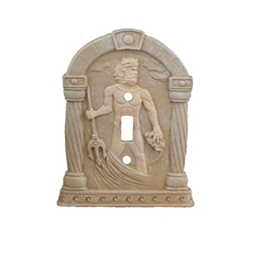 BELLA HAUS DESIGN Poseidon God of The Sea 3D Sculpted Light Switch Cover - Polyresin Single Toggle W...