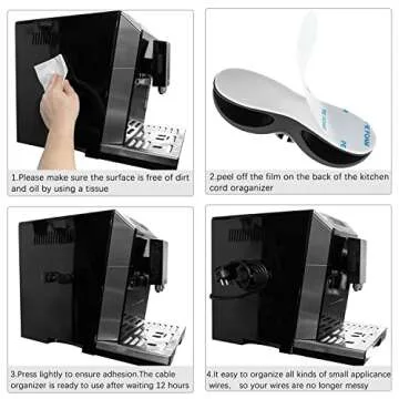 Nearockle Cord Organizer for Kitchen Appliances, Adhesive Cord Holder, Cord Winder for Storage Appliances Stick on Mixer, Blender, Coffee Maker, Pressure Cooker and Air Fryer (4 Pack)