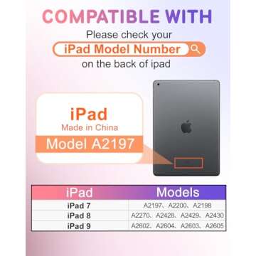 Uppuppy for iPad 9th/8th/7th Generation Case 10.2 Inch Girls Cute Women Folio Smart Cover with Penci...