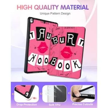 Uppuppy for iPad 9th/8th/7th Generation Case 10.2 Inch Girls Cute Women Folio Smart Cover with Pencil Holder Red Lips Design Funny Girly Teens Unique Cases for iPad 7/8/9 Gen A2602 A2270 A2197