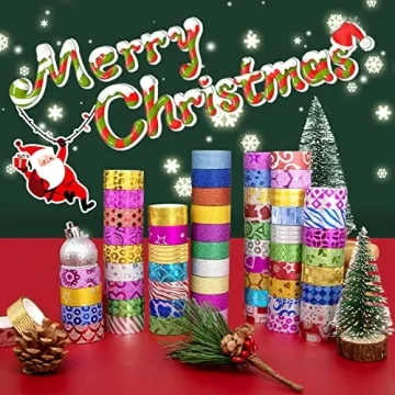 MPOPUUL Glitter Washi Tape Set 60 Rolls Creative Crafting
