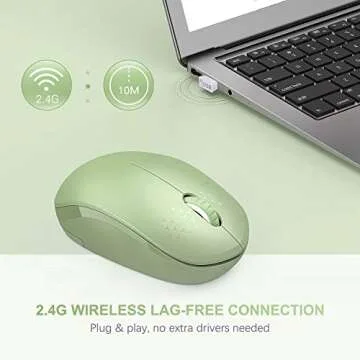 seenda Wireless Mouse, 2.4G Noiseless Mouse with USB Receiver Portable Computer Mice for PC, Tablet, Laptop with Windows System (Olive Green)