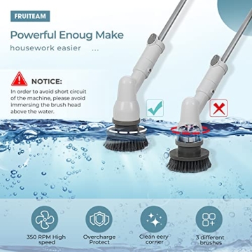 FRUITEAM Electric Cordless Spin Scrubber for Effortless Cleaning