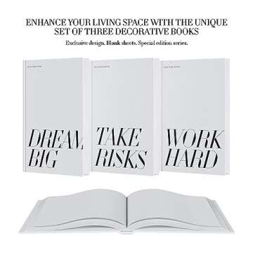ELEMA White Set of 3 Stylish Decorative Books for Home Decor, Coffee Table Books, Faux Books, Fashio...