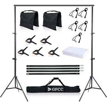 White Backdrop Background with Stand for Photography Photo Booth Backdrop Kit for Photoshoot Backgro...
