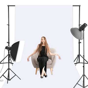 White Backdrop Background with Stand for Photography Photo Booth Backdrop Kit for Photoshoot Background Screen Video Recording Parties Curtain