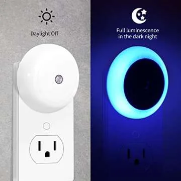 KINUR 6 Pack Blue, LED Night Lights Plug into Wall with Dusk to Dawn sensors, Plug in Night Lights for Kids Room, Bedroom, Bathroom, Baby Nursery,Stair Lights, Hallway Light