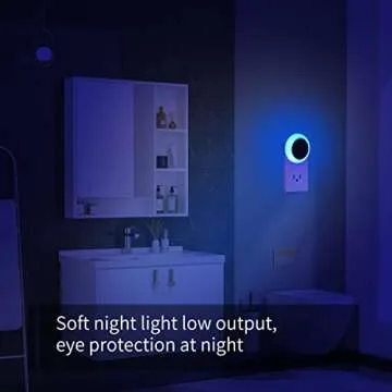 KINUR 6 Pack Blue, LED Night Lights Plug into Wall with Dusk to Dawn sensors, Plug in Night Lights for Kids Room, Bedroom, Bathroom, Baby Nursery,Stair Lights, Hallway Light