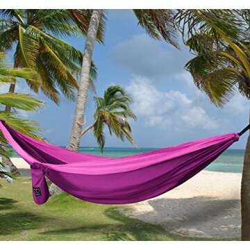 Gold Armour Camping Hammock - XL Double Hammock Portable Hammock Camping Accessories Gear for Outdoor Indoor with Tree Straps, USA Based Brand (Fuchsia and Pink)